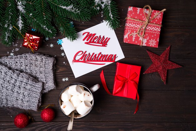 Christmas tree branches with Christmas toys 