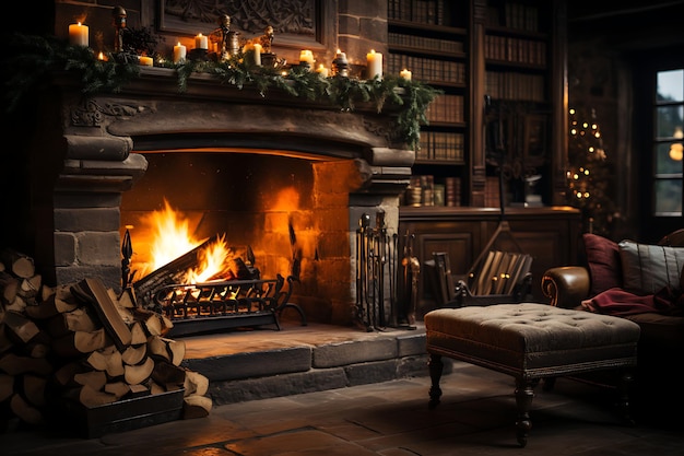 Christmas Tree by the Fireplace photography