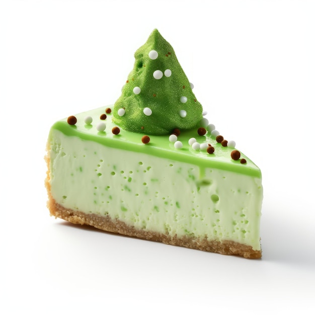 Christmas Tree Cheesecake With Green Frosting And Sprinkles