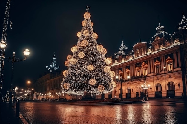 Christmas tree on the city square