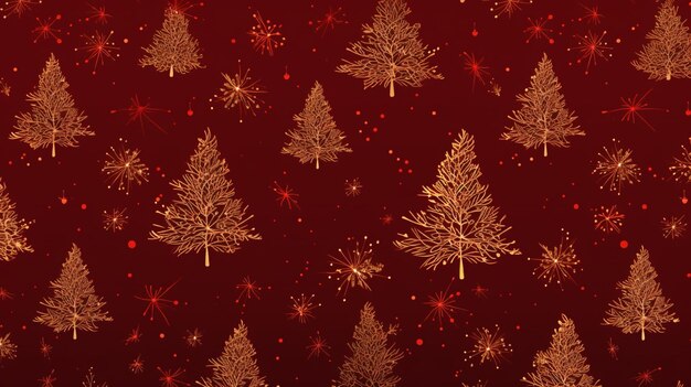 Foto decorazione dell'albero di natale stile a disegno senza cuciture sfondo rosso ai immagine generata