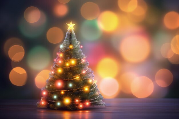 Рождественская елка и украшение боке фон Generative AI