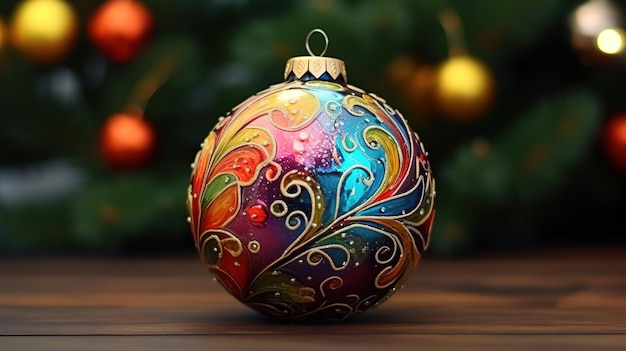 Christmas tree decoration Bright color Generative Ai