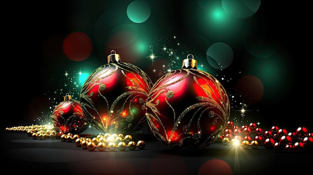 Christmas tree decoration indoor wallpaper Colourful ornaments and lights Generative AI