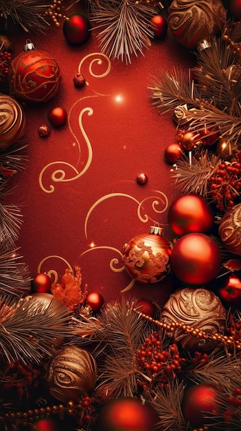 Christmas tree decoration indoor wallpaper Colourful ornaments and lights Generative AI