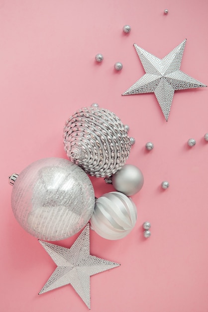 christmas tree decoration on pink background