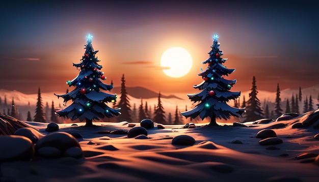 Christmas tree decorations concept art