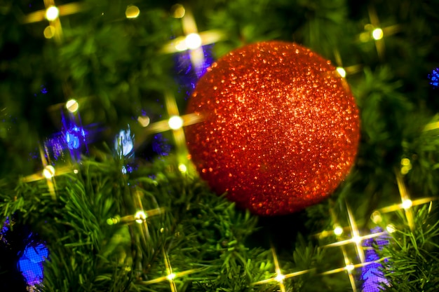 Christmas Tree decorations lit background