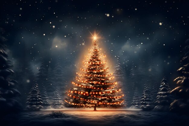 クリスマスツリーの装飾 サンタクロースとプレゼント 雪の雪人 クリスマスギフトボックス