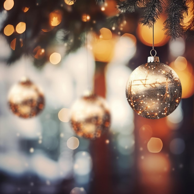 Christmas tree decorations with blurred background Generative AI