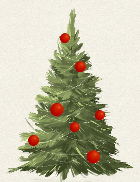 Christmas tree drawing, holiday card, christmas fir