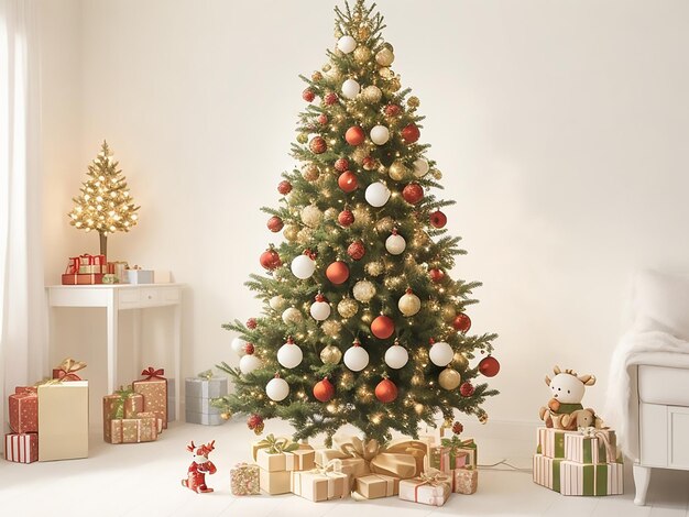 Christmas tree in a festive environment with festive decoration
