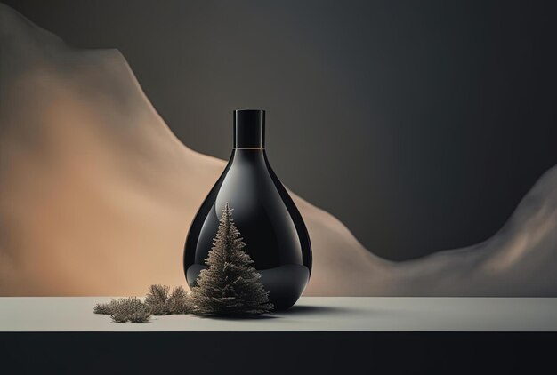 the christmas tree fragrance bottle in the style of muted
