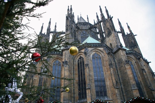 Christmas tree in front of st vitus cathedral