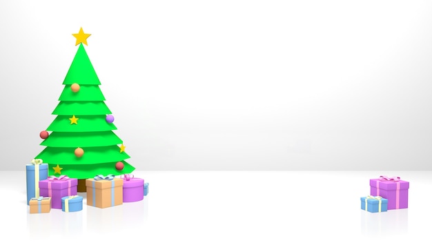 Christmas tree and gift boxes. Ideal for making Christmas and New Year cards or posters