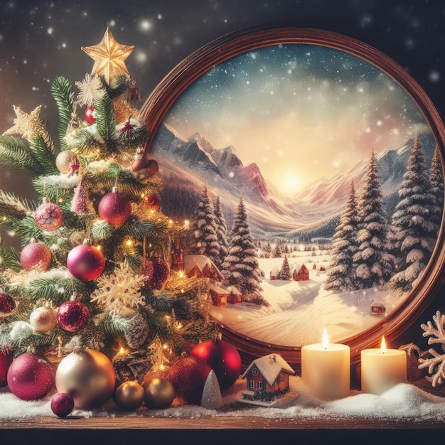 christmas tree and gifts decoration christmas background for social media