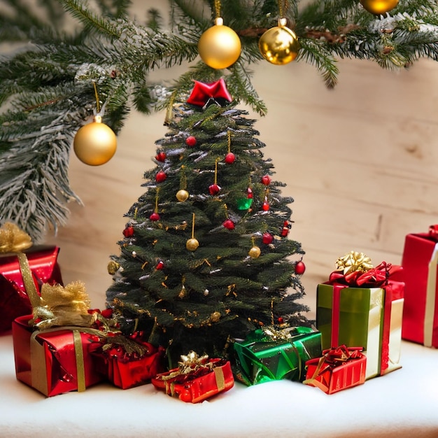 christmas tree and gifts