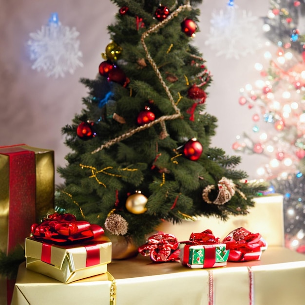 christmas tree and gifts