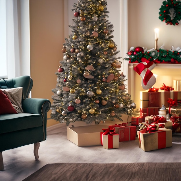 christmas tree and gifts