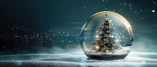クリスマスツリー ガラスのボール 雪に輝くクリスマス 祝い 新年 祝い