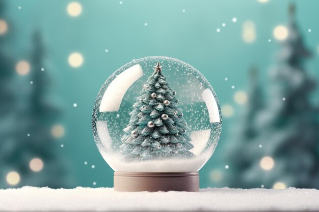 Photo christmas tree on glass globe ornament