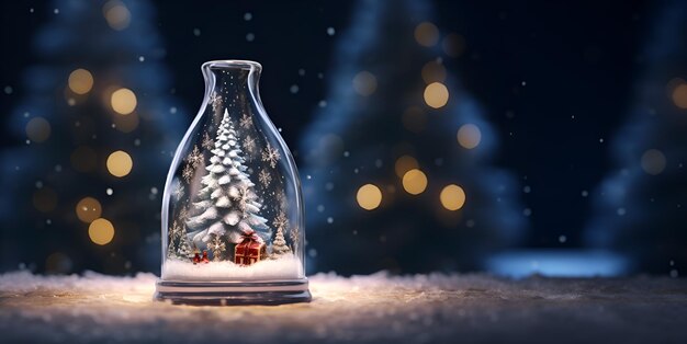 Photo christmas tree in glass with christmas decor