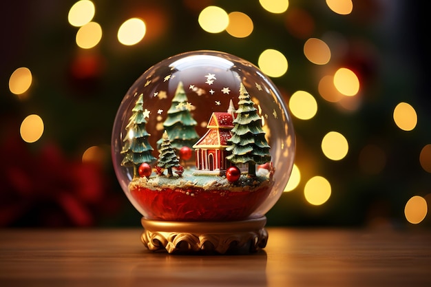 Christmas tree globe ornamenton on bokeh background