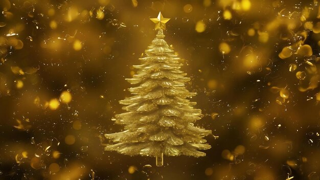 Photo christmas tree gold particle background3d rendering 3d illustration