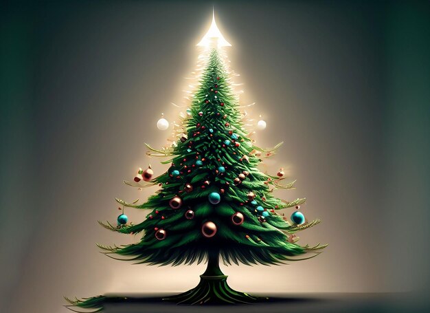 Christmas tree on gray background