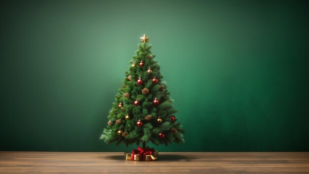 Christmas tree over green background Backdrop with copy space