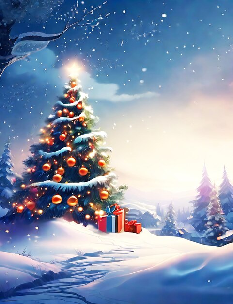 Christmas tree and happy new year background