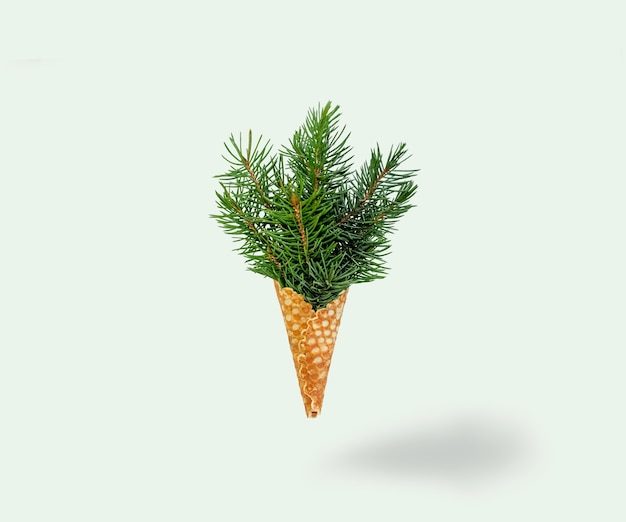 Christmas tree in ice cream cone
