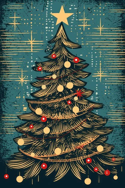 Christmas tree illustration ai