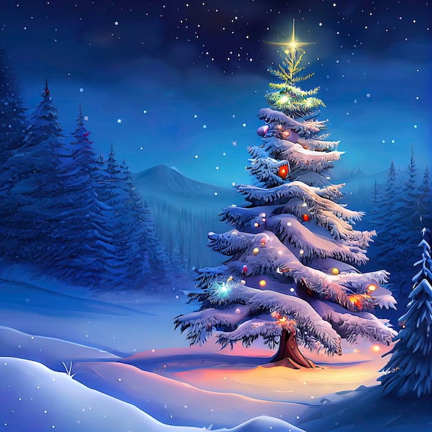 Photo christmas tree illustration