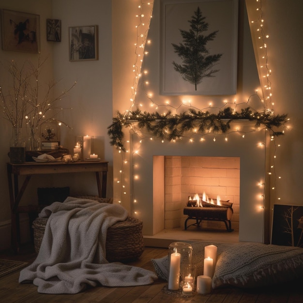 A christmas tree is lit up in a living room.