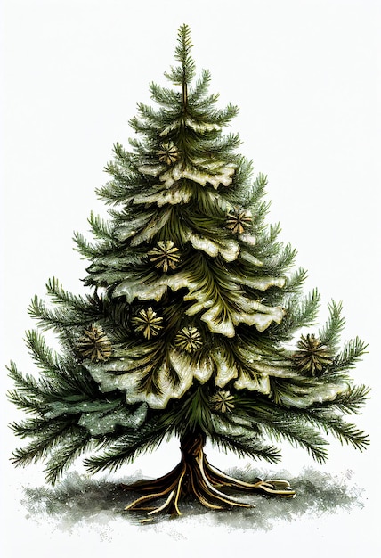 christmas tree isolated for new year on white background (Created with Generative AI technology)