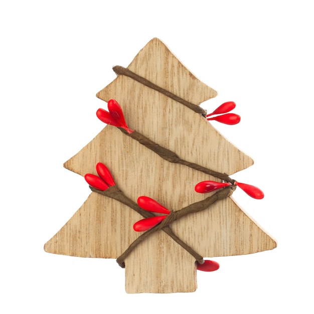 Christmas tree isolated Wooden decorations like fir tree on white