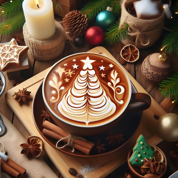 Christmas tree latte art special for this festive season