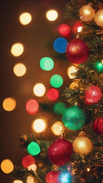 Photo christmas tree lights blur background