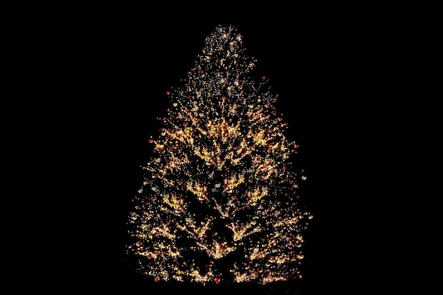 Christmas tree lights isolated on black background Overlay new year element