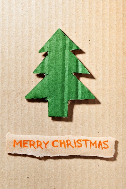Premium Photo | Christmas tree made of cardboard