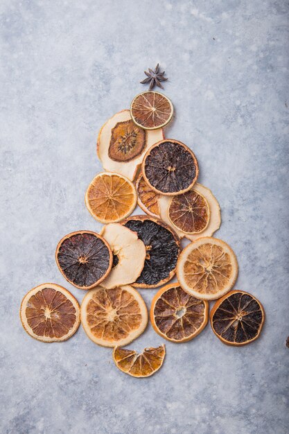 Christmas tree made of dried oranges