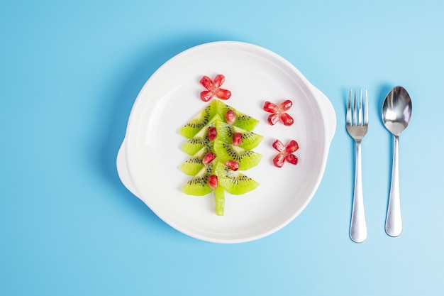 Christmas tree made from fruits