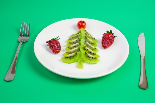 Christmas tree made from fruits