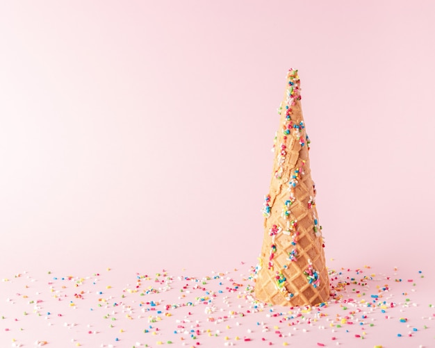 Christmas tree made of ice cream cone