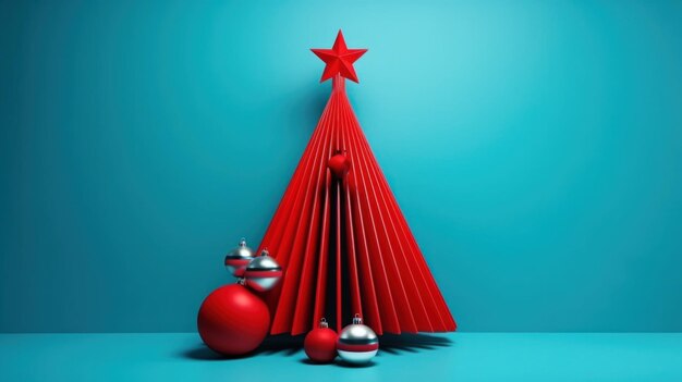 A christmas tree made out of red folded paper ai