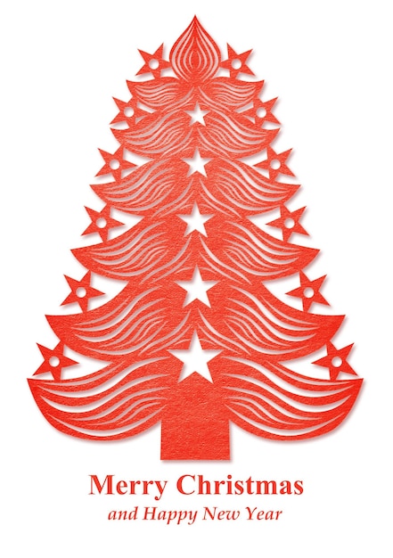 Photo christmas tree made of paper red