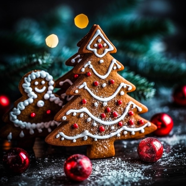 Рождественская елка на фоне печенья