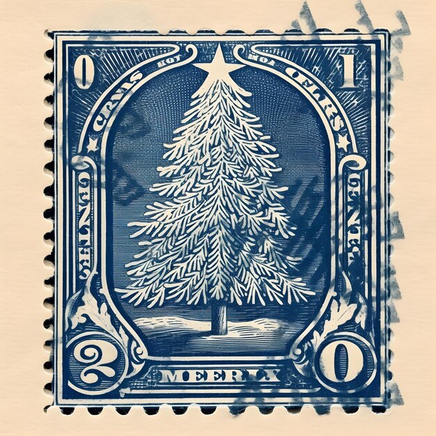 Photo christmas tree mail stamp