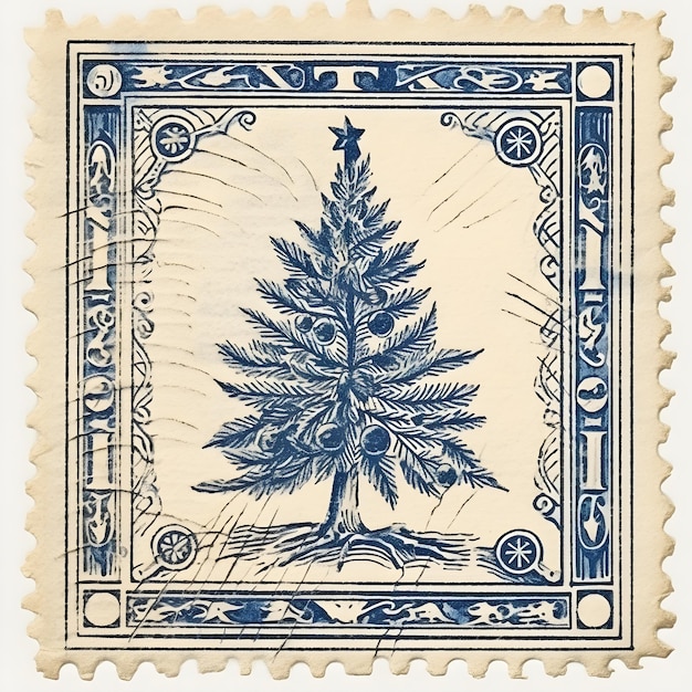 Photo christmas tree mail stamp